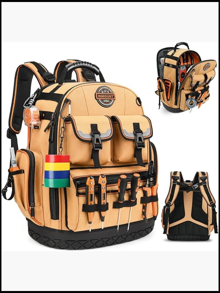 Heavy Duty Tool Backpack Water Resistant 89 Pockets Organizer Electrician Work
